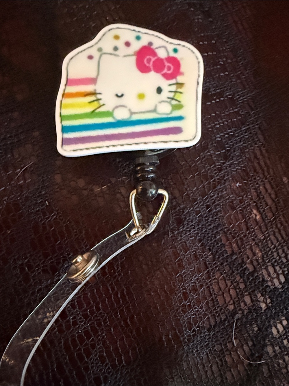 Hello Kitty Rainbow Badge Reel - Pink & Multicolor Accessory